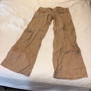 Low rise cargo pants wide leg flare bell bottom tan y2k fire 100% cotton vintage